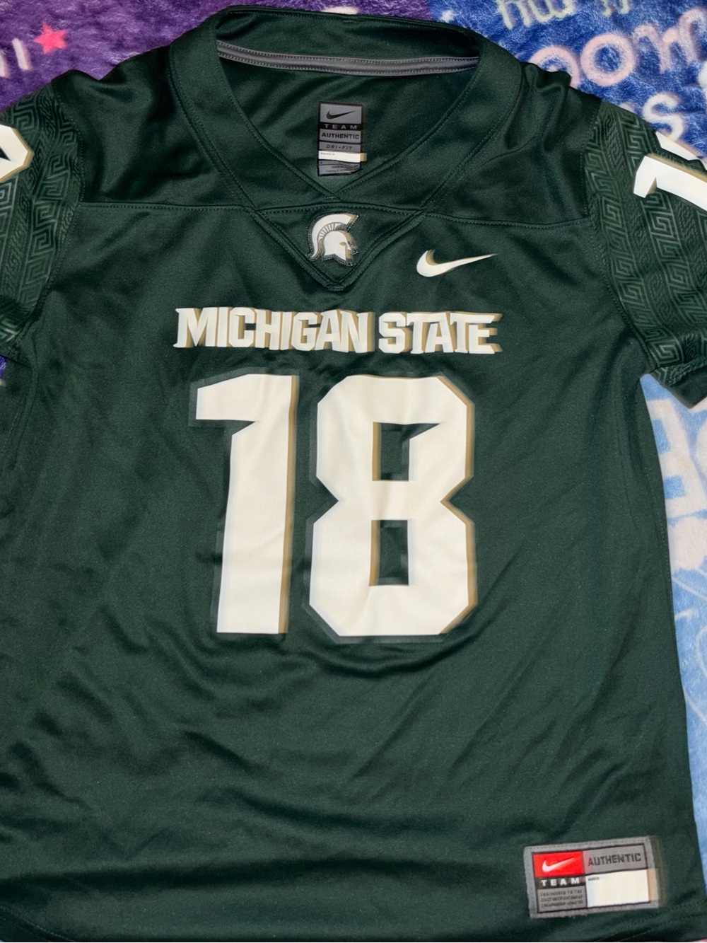 Nike Michigan State Green and White #18 Football Jersey